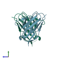 PDB entry 3cdy coloured by chain, side view.