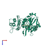 PDB entry 3ce0 coloured by chain, top view.