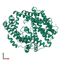 PDB entry 3ce2 coloured by chain, front view.