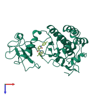 PDB entry 3ce3 coloured by chain, top view.