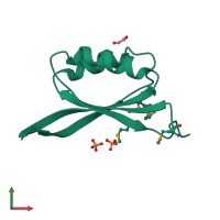 PDB entry 3ce8 coloured by chain, front view.