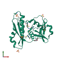 PDB entry 3ceb coloured by chain, front view.