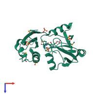 PDB entry 3ceb coloured by chain, top view.