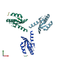 PDB entry 3ced coloured by chain, front view.