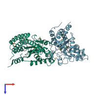 PDB entry 3ceg coloured by chain, top view.