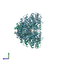 PDB entry 3cej coloured by chain, side view.