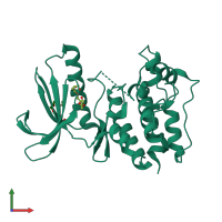 PDB entry 3cek coloured by chain, front view.