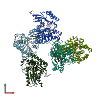 PDB entry 3cer coloured by chain, front view.