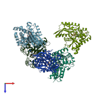 PDB entry 3cer coloured by chain, top view.