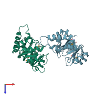 PDB entry 3ceu coloured by chain, top view.