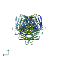 PDB entry 3cew coloured by chain, side view.