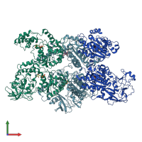 PDB entry 3cf1 coloured by chain, front view.