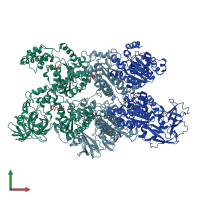 PDB entry 3cf3 coloured by chain, front view.