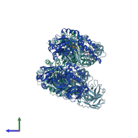 PDB entry 3cf3 coloured by chain, side view.