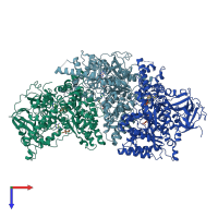 PDB entry 3cf3 coloured by chain, top view.