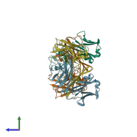 PDB entry 3cfb coloured by chain, side view.