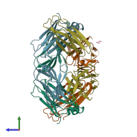 PDB entry 3cfd coloured by chain, side view.