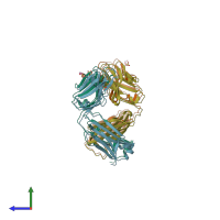 PDB entry 3cfe coloured by chain, side view.