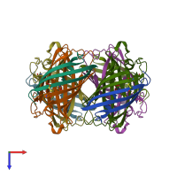 PDB entry 3cfh coloured by chain, top view.