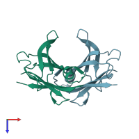 PDB entry 3cfm coloured by chain, top view.