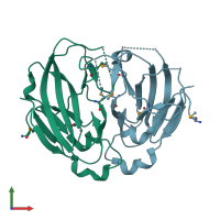 PDB entry 3cfu coloured by chain, front view.