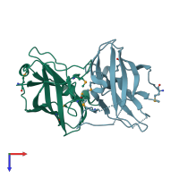 PDB entry 3cfu coloured by chain, top view.
