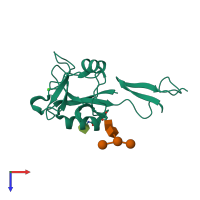 PDB entry 3cfw coloured by chain, top view.