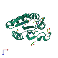 PDB entry 3cg4 coloured by chain, top view.