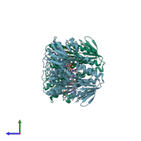 PDB entry 3cgd coloured by chain, side view.