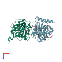PDB entry 3cgg coloured by chain, top view.