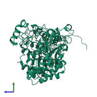 PDB entry 3cgh coloured by chain, side view.