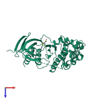 PDB entry 3cgo coloured by chain, top view.