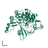 PDB entry 3cgw coloured by chain, front view.