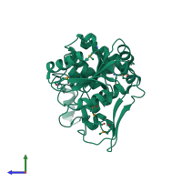 PDB entry 3cgw coloured by chain, side view.