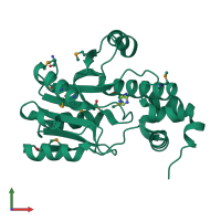 PDB entry 3cgx coloured by chain, front view.