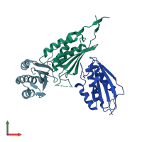 PDB entry 3cgz coloured by chain, front view.