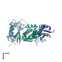 PDB entry 3cgz coloured by chain, top view.