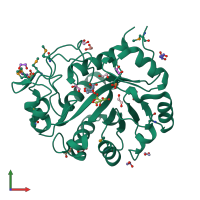 PDB entry 3ch0 coloured by chain, front view.