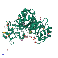 PDB entry 3ch0 coloured by chain, top view.