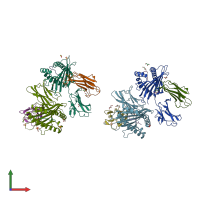 PDB entry 3ch1 coloured by chain, front view.