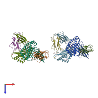 PDB entry 3ch1 coloured by chain, top view.