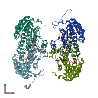 PDB entry 3ch6 coloured by chain, front view.