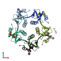 PDB entry 3chb coloured by chain, front view.