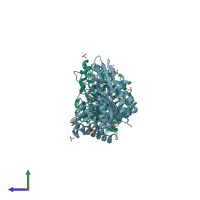 PDB entry 3chc coloured by chain, side view.