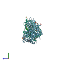 PDB entry 3chd coloured by chain, side view.