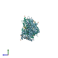 PDB entry 3che coloured by chain, side view.