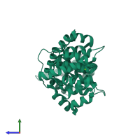 PDB entry 3chl coloured by chain, side view.