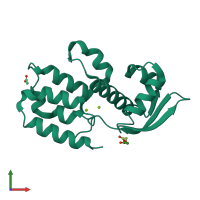 PDB entry 3chm coloured by chain, front view.