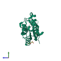 PDB entry 3chm coloured by chain, side view.