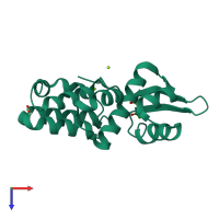 PDB entry 3chm coloured by chain, top view.